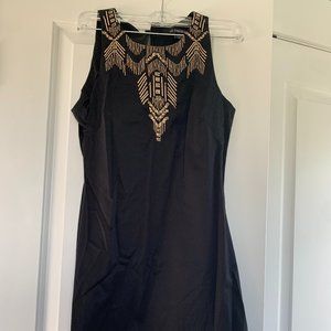 Black and gold Le Chateau beaded shift dress XS